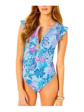Lilly Pulitzer Jossette One Piece Swimsuit Sz 8 Bahamas Beachcomber